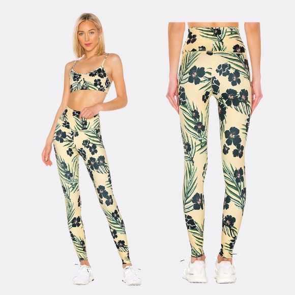 Beyond Yoga Leggings Women's Size Small S Yellow Floral Olympus High Waisted - Picture 1 of 7